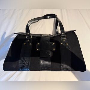 Elizabeth Arden Black Croc Embossed Tote Bag Large Work Satchel NWOT